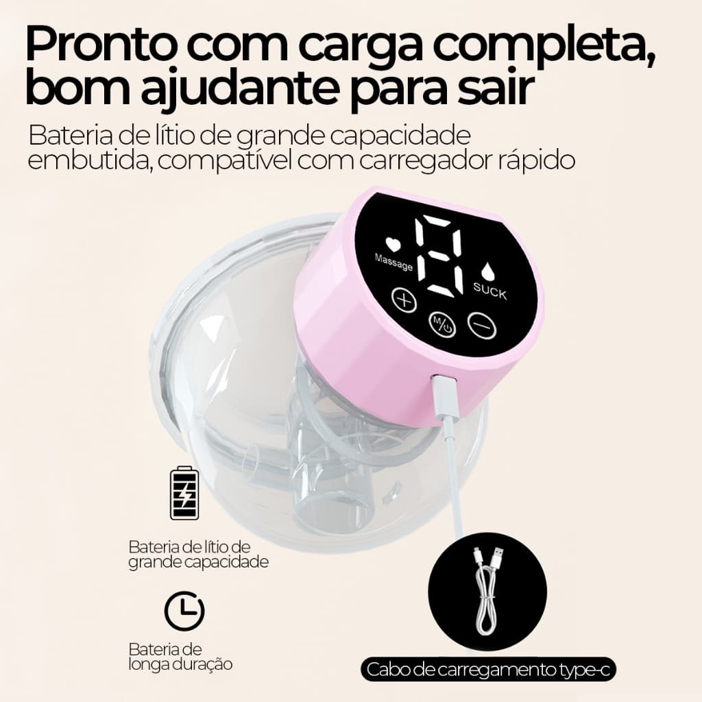 Bomba Tira Leite Elétrica Portátil Extrator de Leite Materno Recarregável