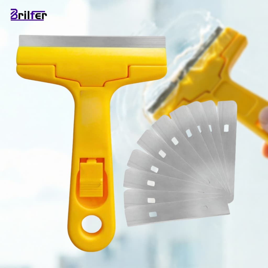 Raspador Multiuso para Azulejos e Vidros, + 10 Lâminas, Remove Resíduos e Tinta