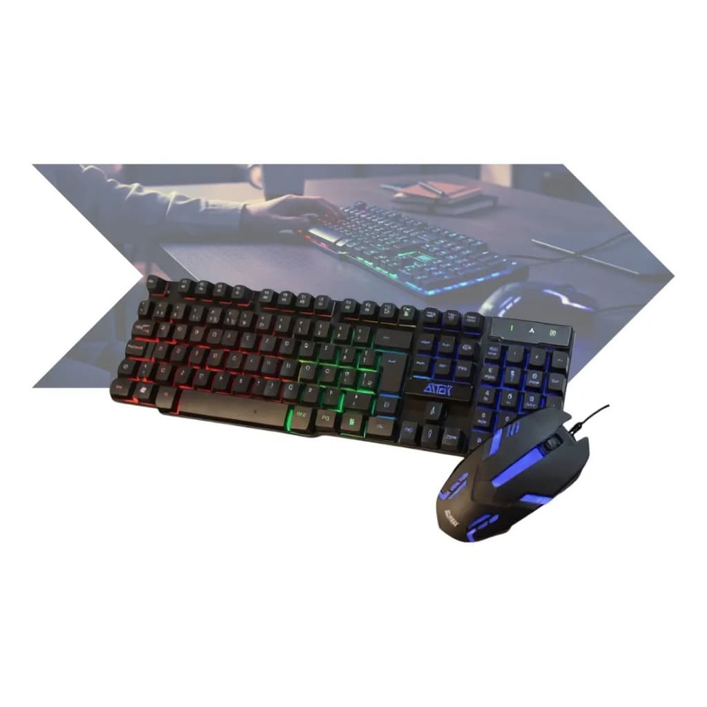 Kit Teclado E Mouse Gamer Rgb Led Com Fiousb Aitek Akt-g1713 Teclado Gamer Com fio Mouse Gamer com Fio