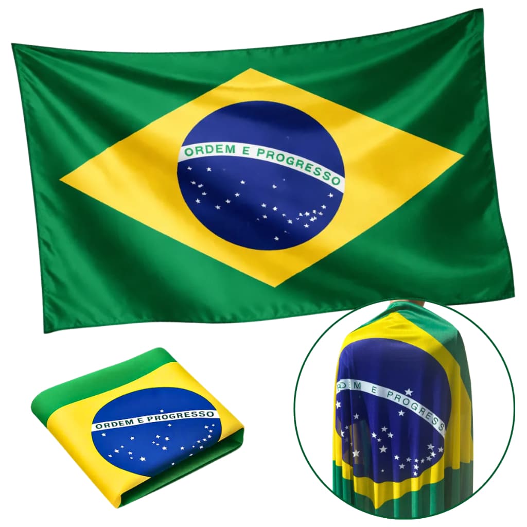 Bandeira do Brasil Grande 160x105cm Poliéster Dupla Face Copa do Mundo Seleção Brasileira Verde Amarela Futebol Decoraçã