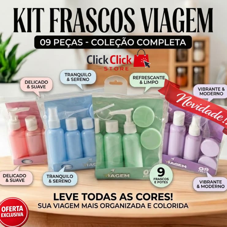 Kit Viagem Frascos 9 Peças Necessaire Organizadora
