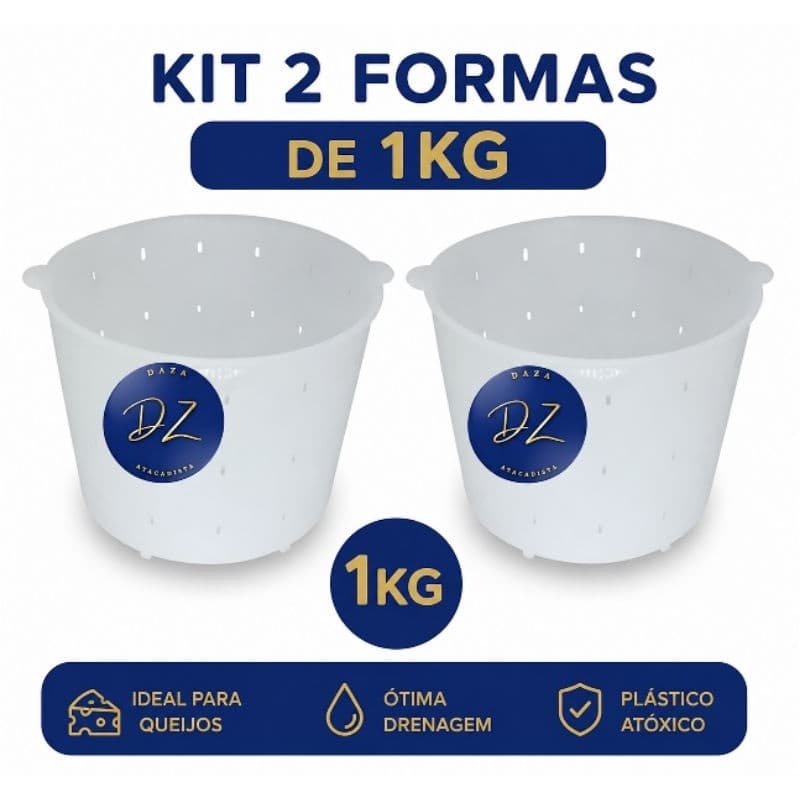 Kit 2 Formas de Queijo Minas 1kg Alta Resistência e Acabamento Profissional