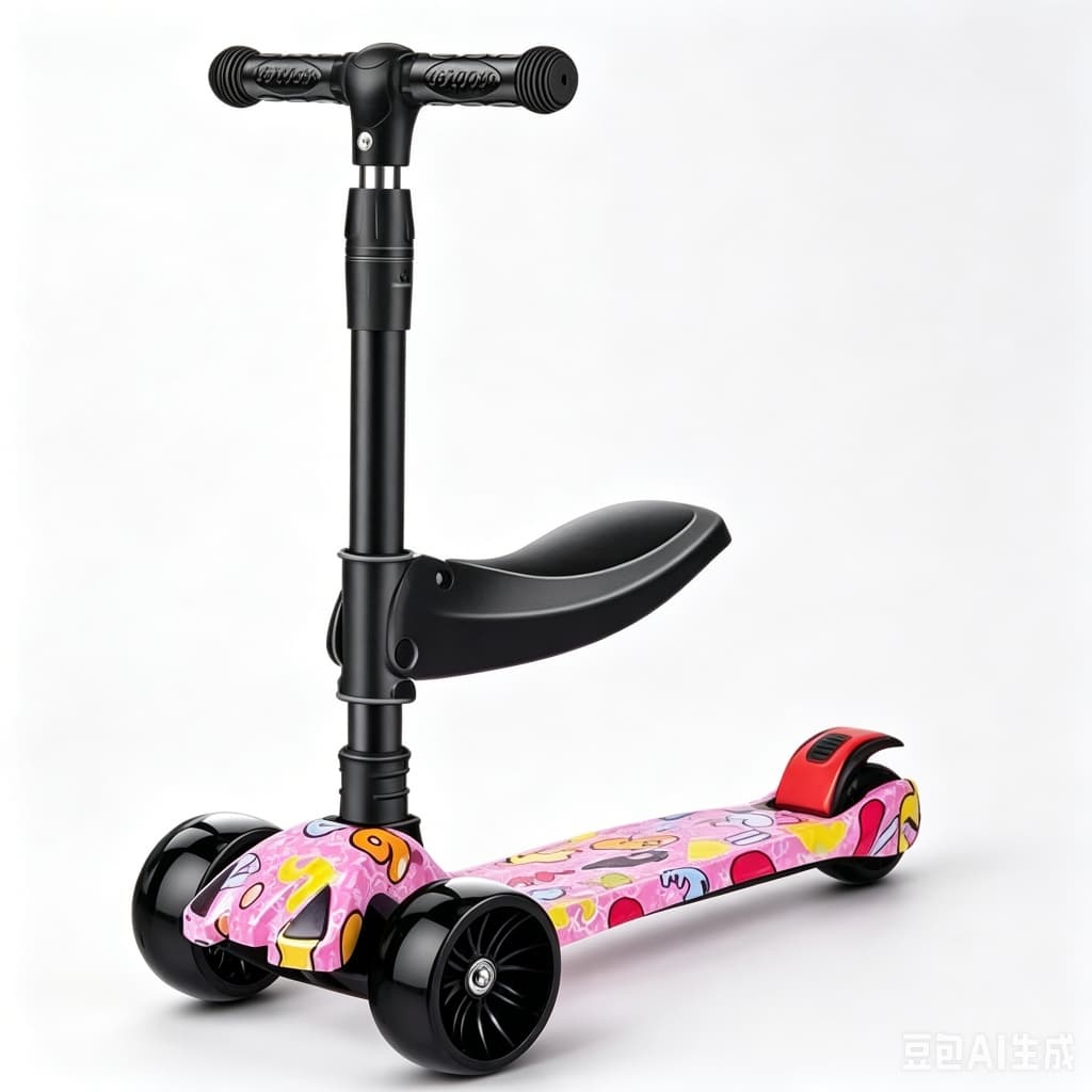 Patinete Infantil 3 em 1 com Assento Rodas Iluminadas Altura Ajustável