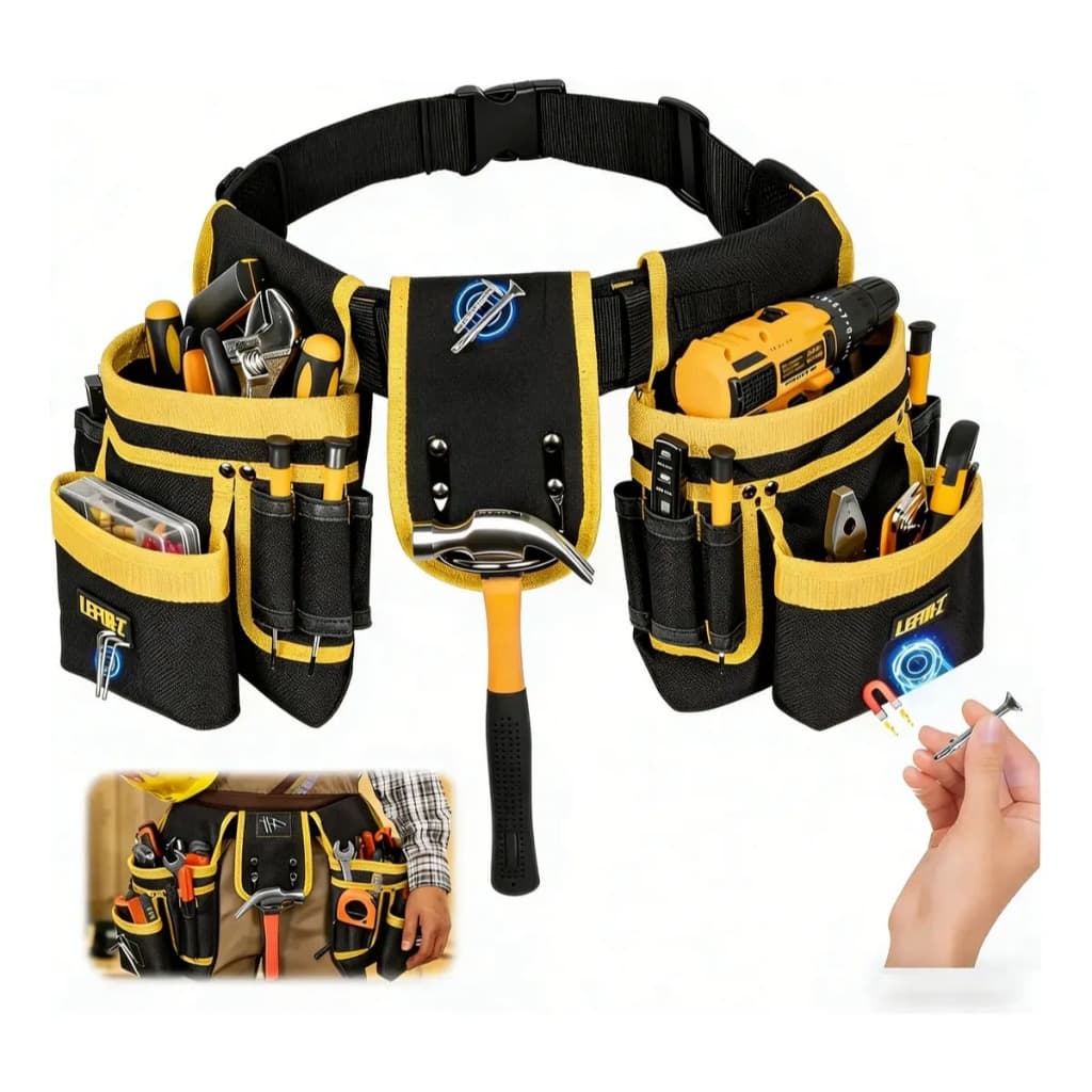 Cinto Bolsa De Ferramentas Profissional Ajustável 26 Bolsos Amarelo