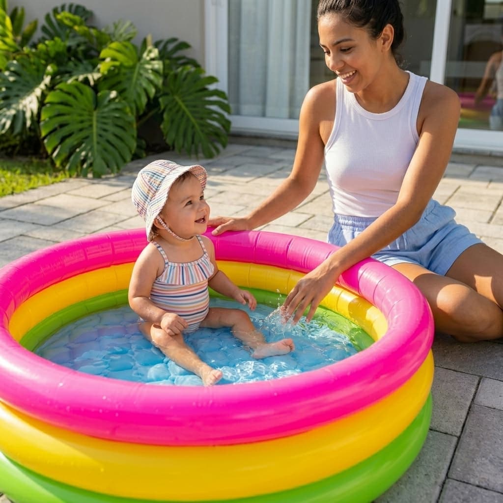 Piscina Inflável Infantil 105L Redonda para Criança PVC Resistente Kit Reparo Certificado INMETRO