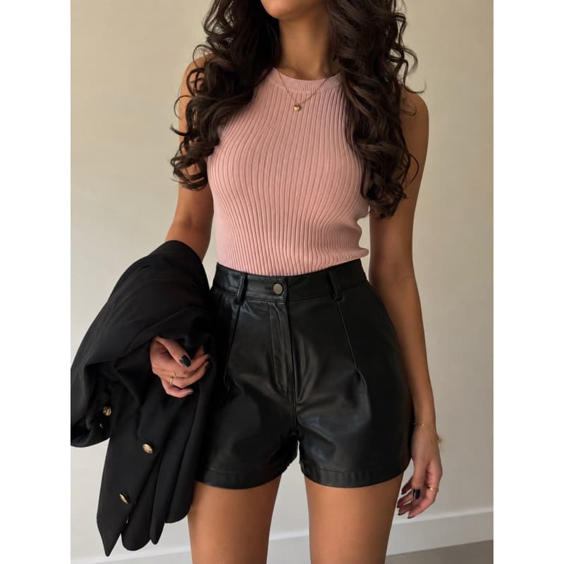 Blusinha De Tricô Canelada Feminina Gola Redonda Toque Macio, Caimento Perfeito Estilo Casual Chic