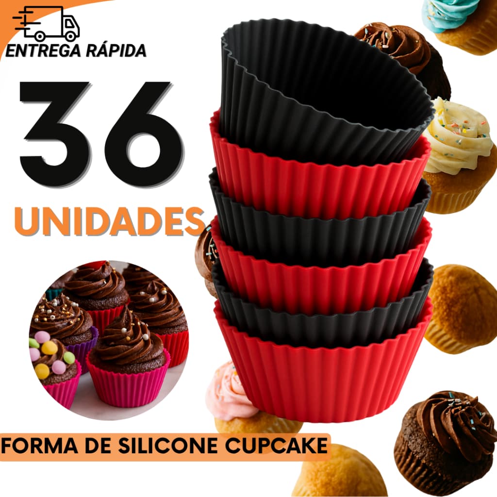 Jogo Forminha Silicone Para Cupcake Gelatina e Pudim Ideal Para Festas e Sobremesas