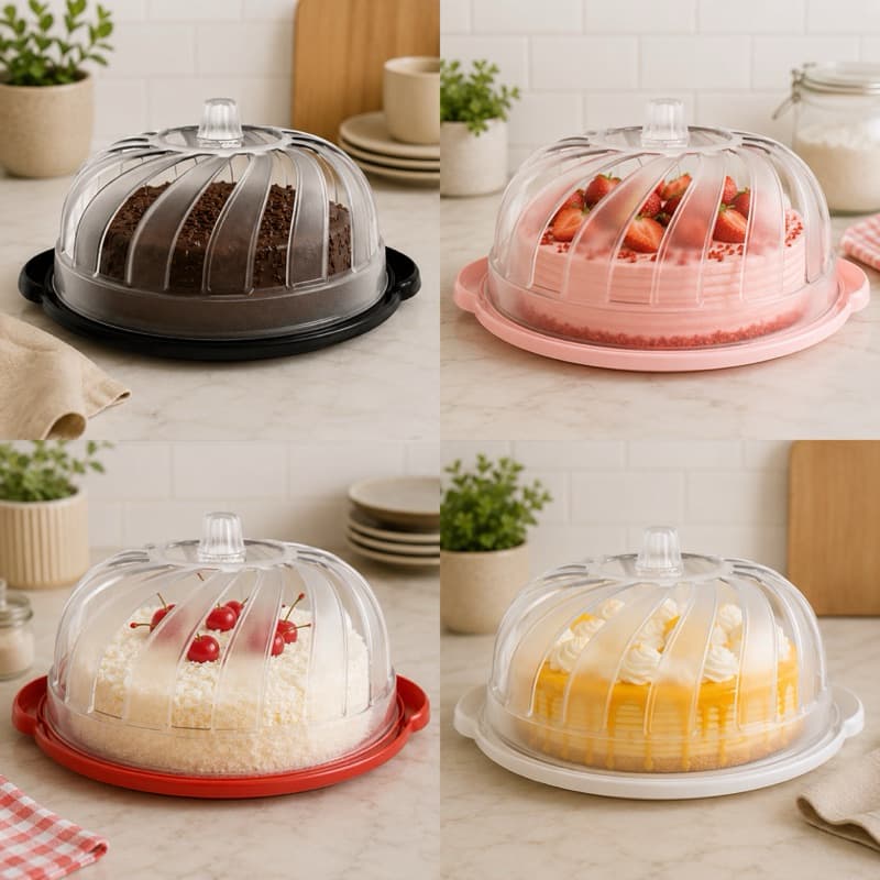 Porta Bolo Com Tampa Transparente Boleira Redonda Multiuso Para Bolos Doces Mesa Posta Cozinha