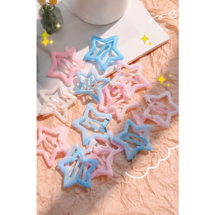 Kit 30/60/90 Presilhas Estrela Coloridas Infantil – Mini Clips para Cabelo Feminino