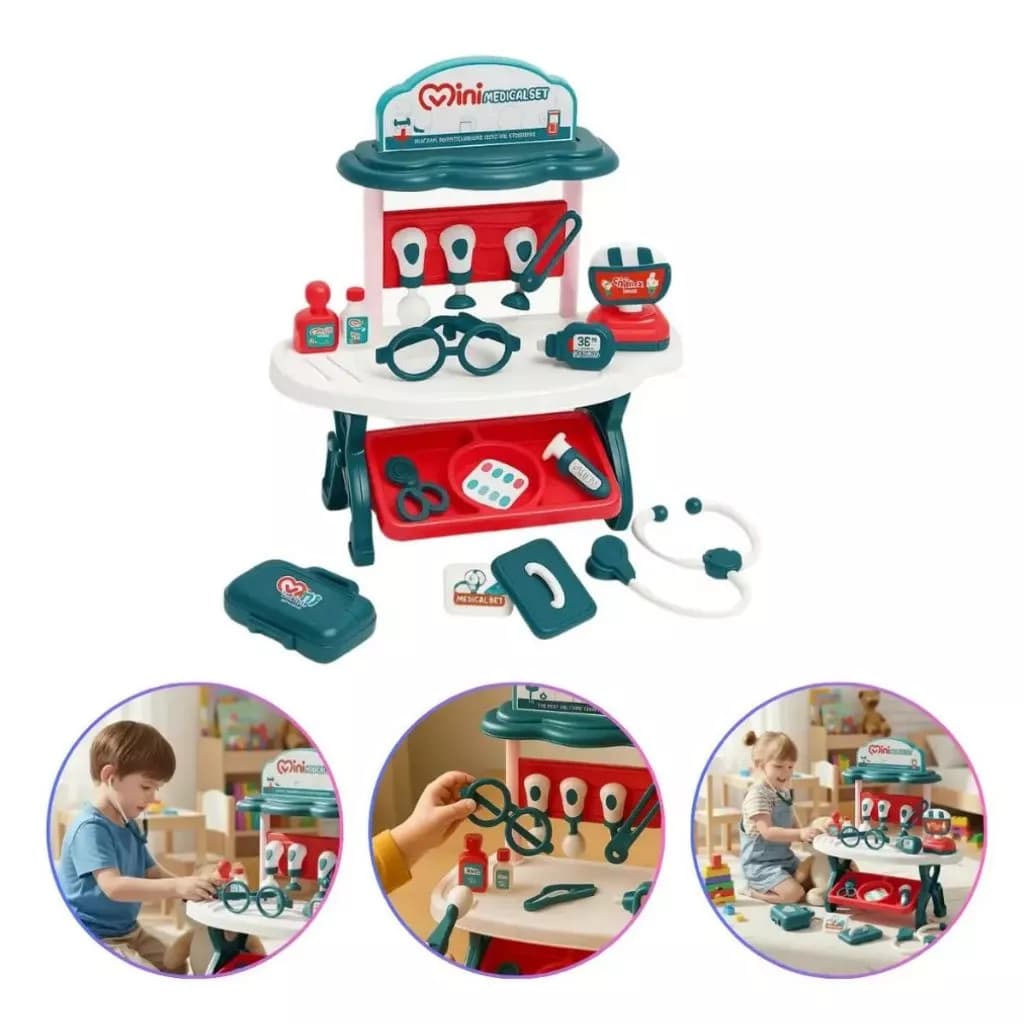 Kit Médico Infantil Doutor Bancada Maleta Completa