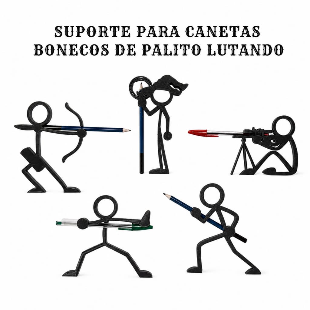 Porta Caneta Lápis Organizador de Mesa Escritório Stickman Boneco Porta Canetas  Lápis Organizador Mesa Escritório