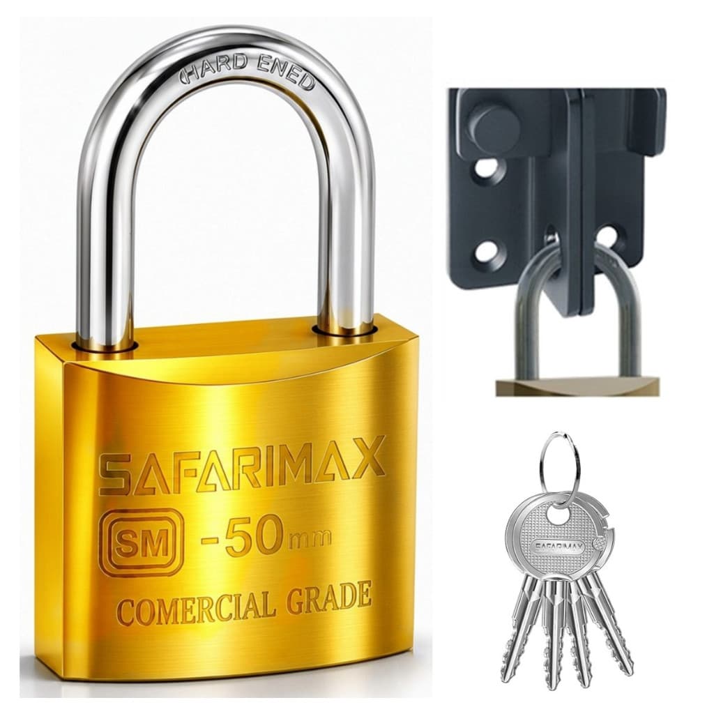 Cadeado Safarimax Chave Tetra Proteção Antifurto 50mm Cadeado tamanho Medio Multiuso