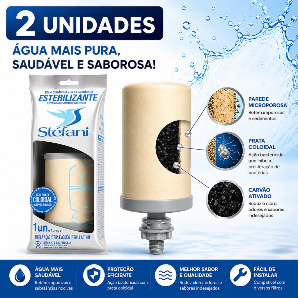 Vela para Filtro De Barro Esterilizante Tripla Ação Stéfani São João -  ENVIO IMEDIATO