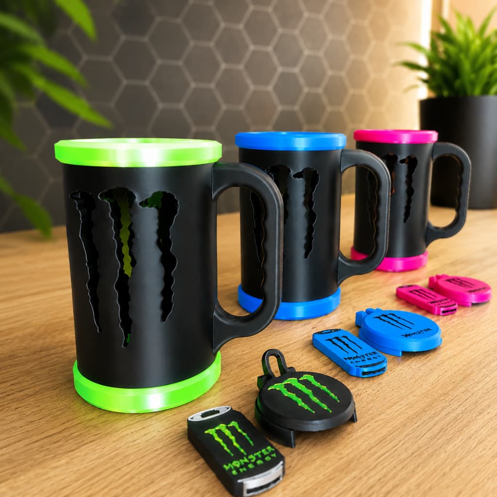 Caneca Monster com Tampa e Abridor | Presente Criativo Geek
