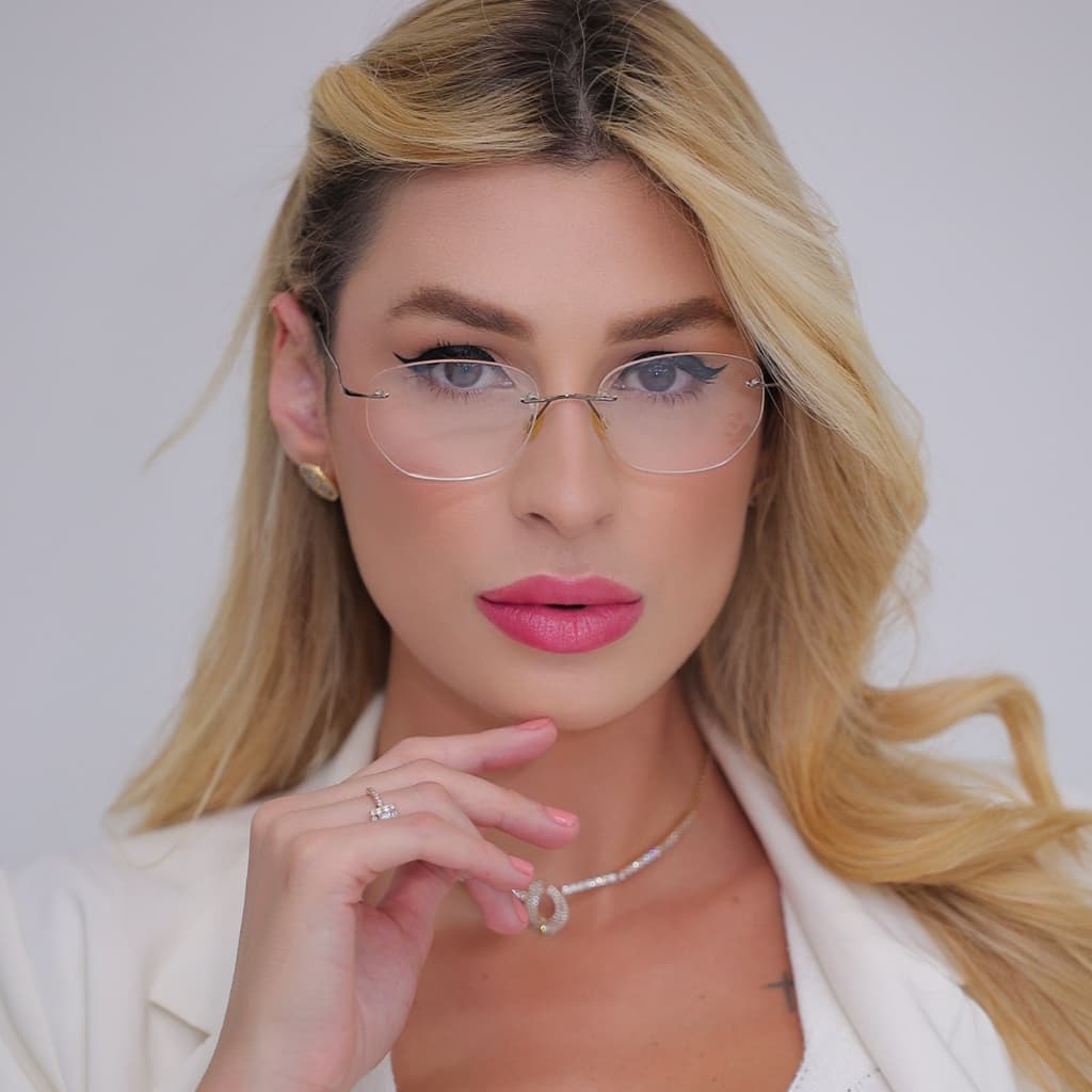 Óculos Feminino Titanium Lente Transparente Sem Grau Moderno Elegante Com Estojo Brinde
