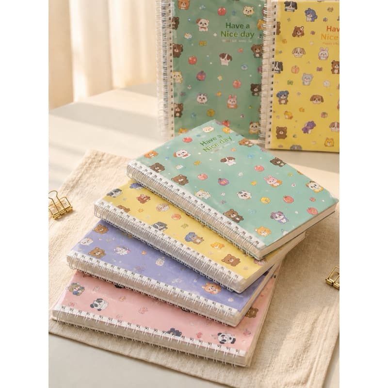 Caderno Espiral Fofo Kawaii Com Estampa Animal Cute em Tons Pastel ✨