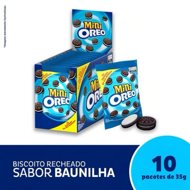 Caixa Biscoito Bolacha Recheado Mini Oreo 35g ORIGINAL - Caixa com 10 Unidades