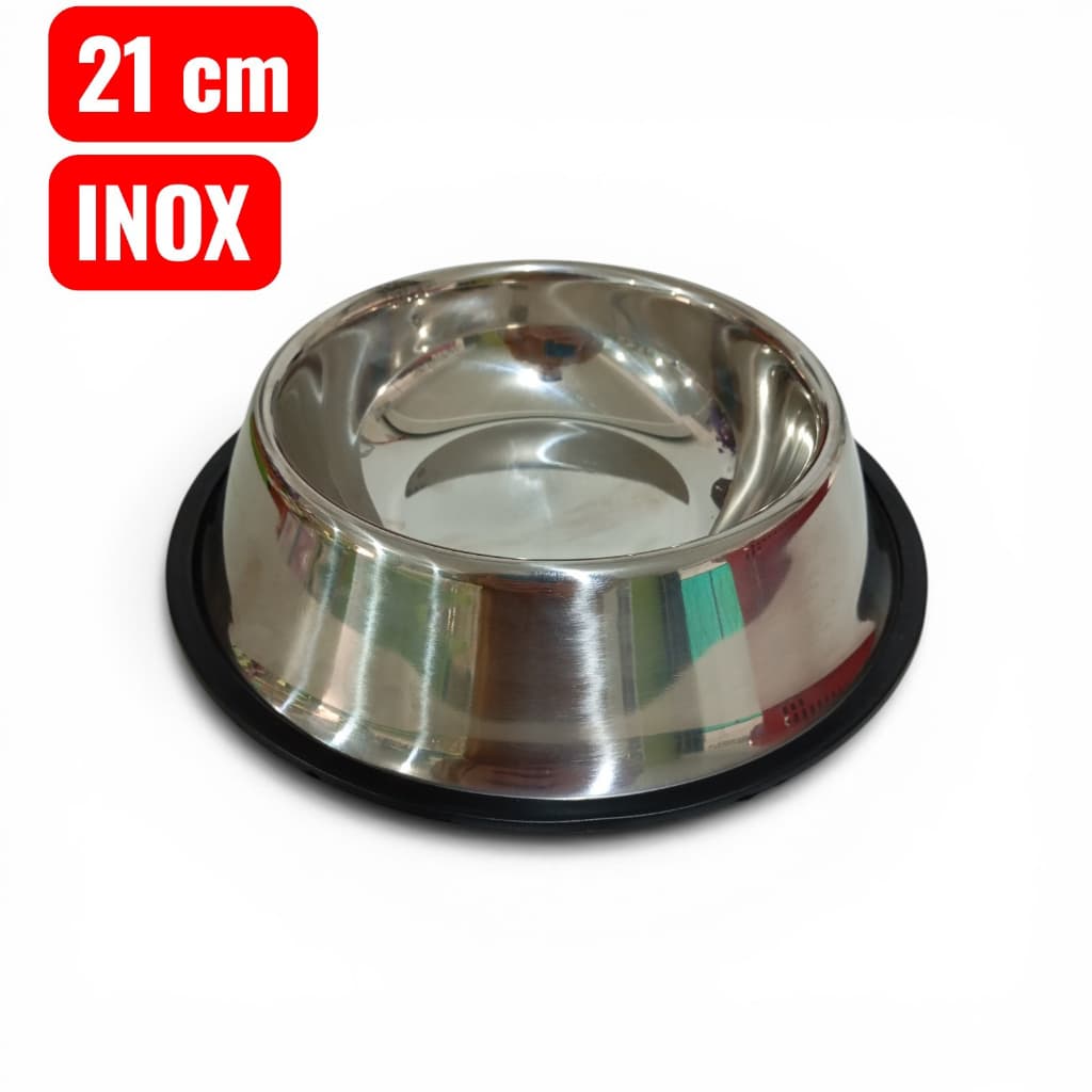 Comedouro para pet Inox Para Cachorro e Gato 21cm Antiderrapante Tigela Pet Resistente
