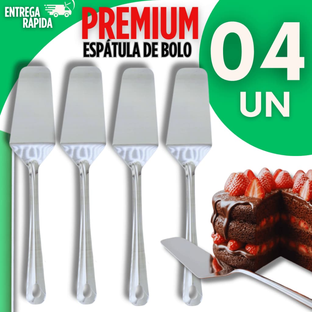 Kit Espátula Reta Inox 27,4Cm Bolo Pudim Pizzas Alimentos Casa Cozinha Buffet Restaurante Utensílios