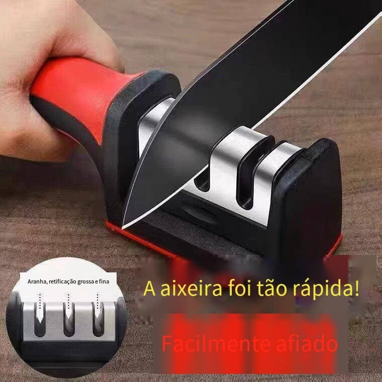 Afiador de Facas Profissional com 3 Opções em Aço Inox