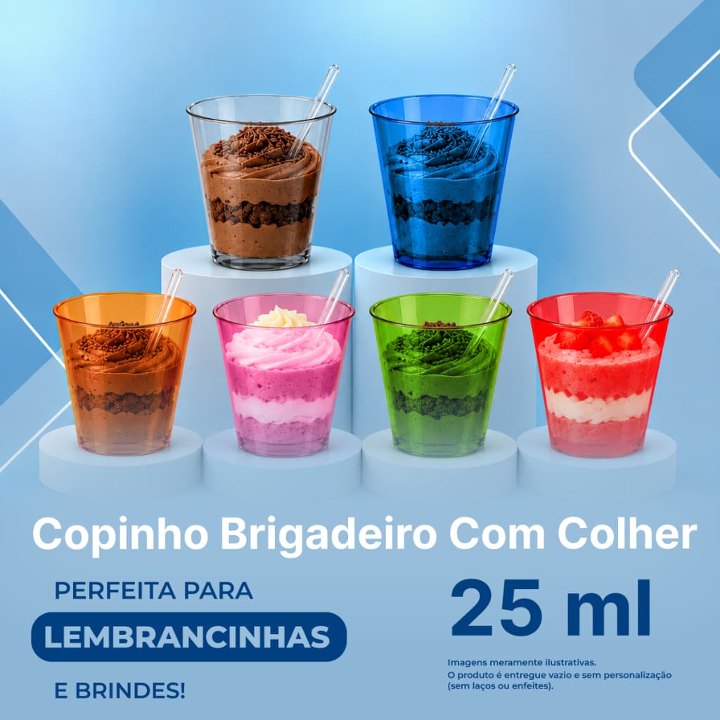 KIT 25/50/75/100 COPINHO 25 ML BRIGADEIRO ACRÍLICO + MINI COLHER