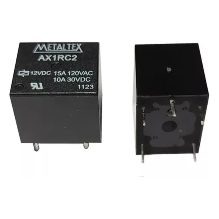 KIT 50 Relé AX1RC2 Miniatura de Potência 1 REV - Bobina de 12VCC - Capacidade de 15A - Terminais para PCI