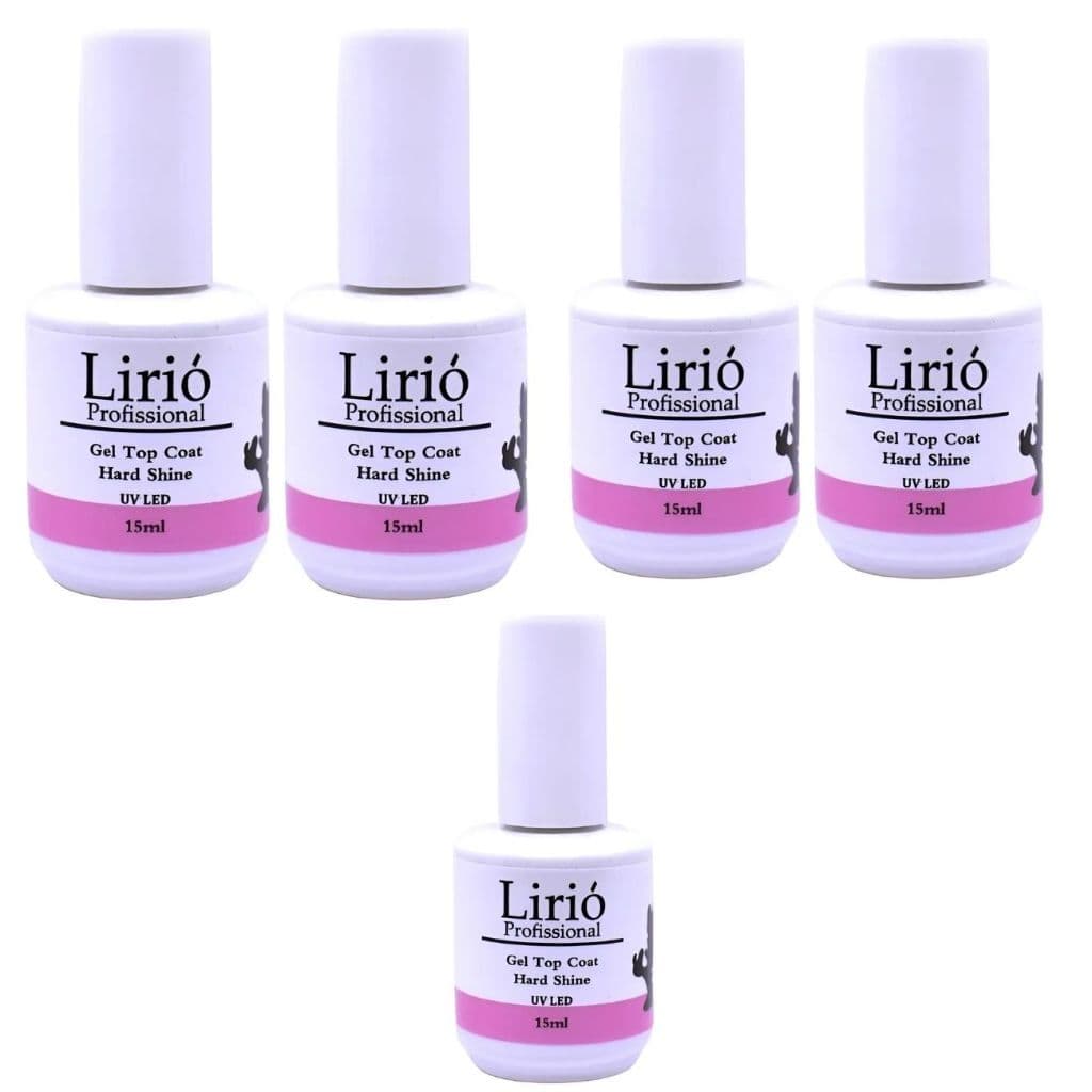 Kit 5 Top Coat Selante 15ml Extra Bilho Unha Gel Fibra Proteção Unhas