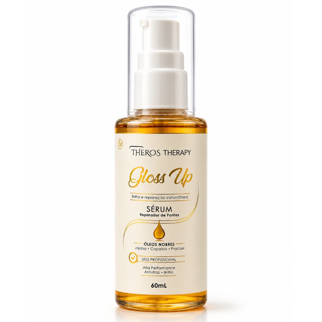 Sérum Reparador de Pontas Anti Frizz Gloss Up Theros Brilho Intenso com óleos Copaíba Jojoba Pracaxi
