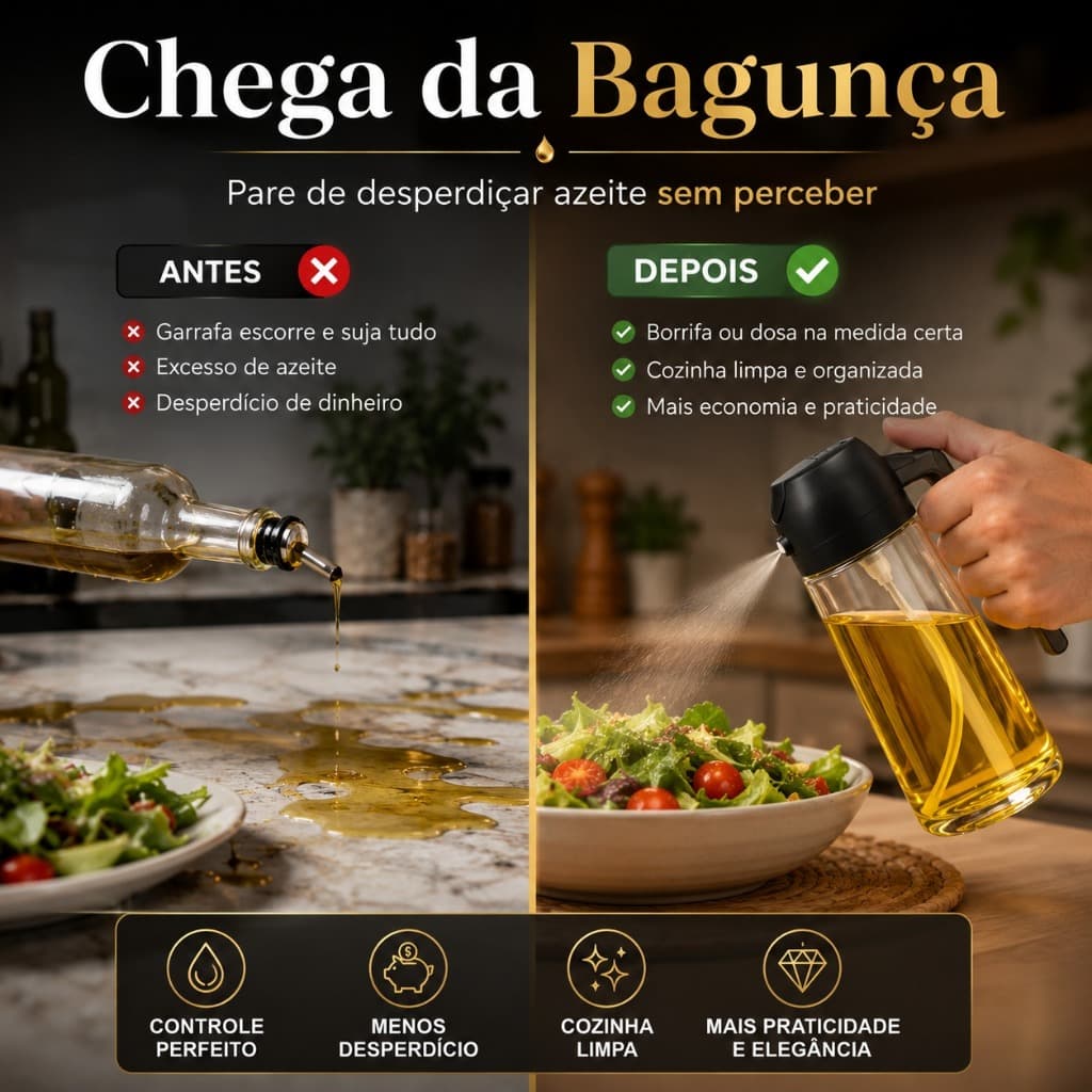 Borrifador Dosador Azeite Vinagre 470ml Vidro Resistente Cozinha Pratico Sortido