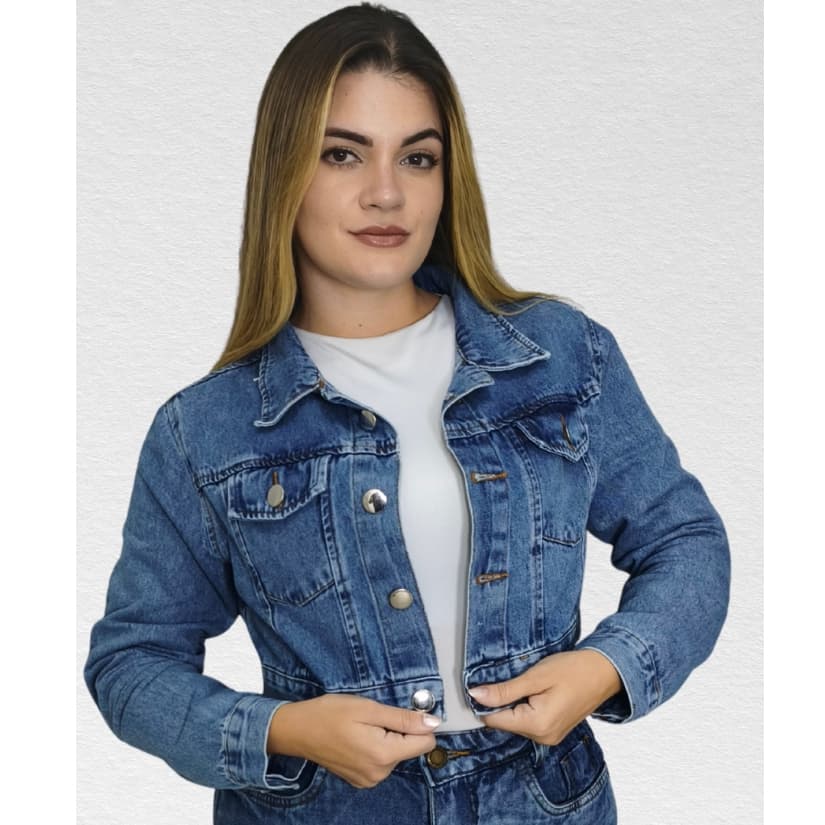 Jaqueta Cropped jeans com barra jaqueta curta feminina jeans
