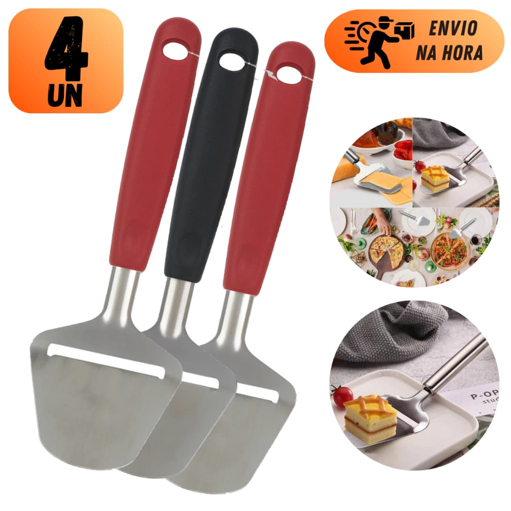KIT ESPATULA INOX RASPADORA 21CM RALADOR CORTADOR DE QUEIJO MASSAS BOLO PÃO CONFEITARIA PROFISSIONAL