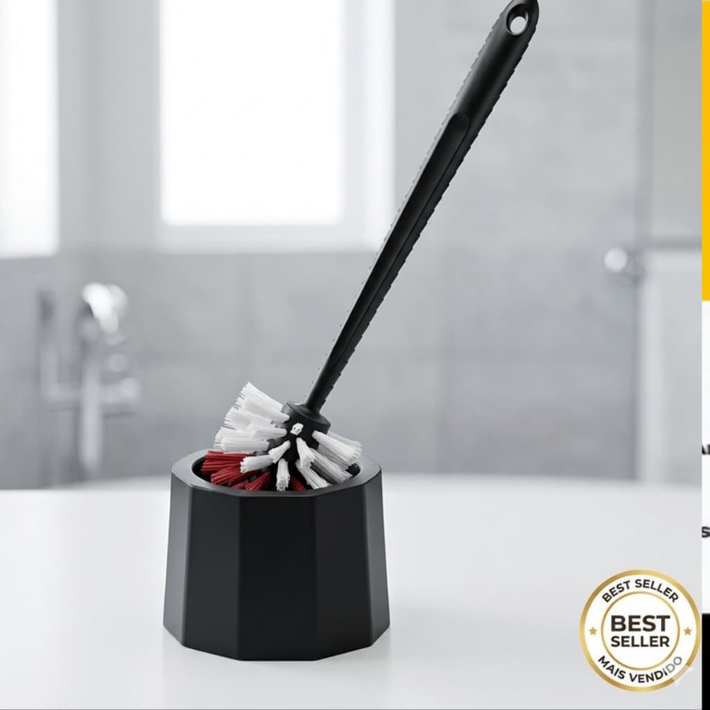 Escova Sanitária Com Suporte Para Banheiro Lavável Resistente Durável Fácil Limpeza Moderna  Prática