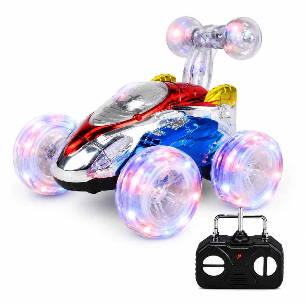Carrinho Controle Remoto Carro Maluco Dasher Gira 360º Com Luzes Led Brinquedo Colorido Infantil