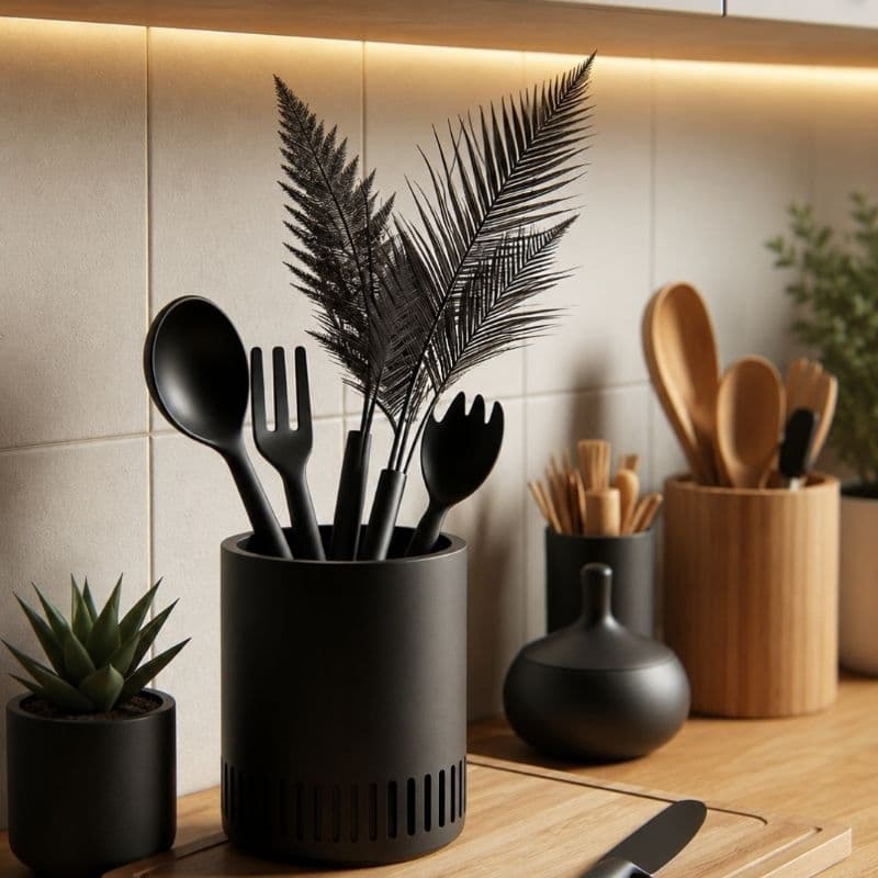 Porta Utensílios com design vazado Organização e Elegância para sua Cozinha