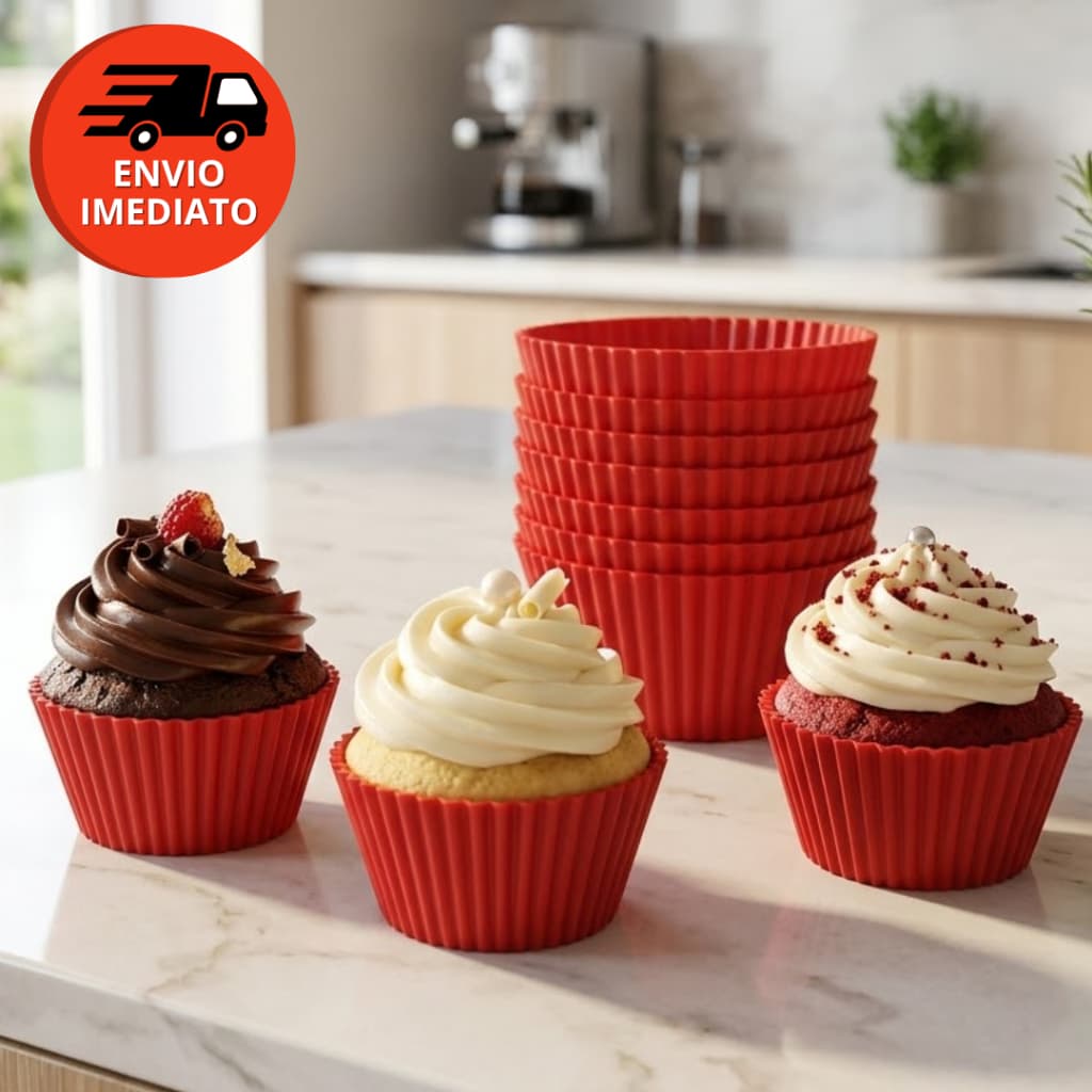Jogo Forma Individual Silicone Cupcake Muffin Forminha Redonda Air Fryer Forno Microondas Doceria