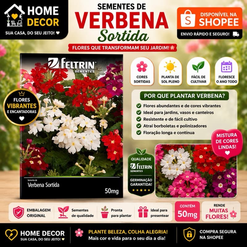 Sementes Verbena Nana |Compacta Sortida