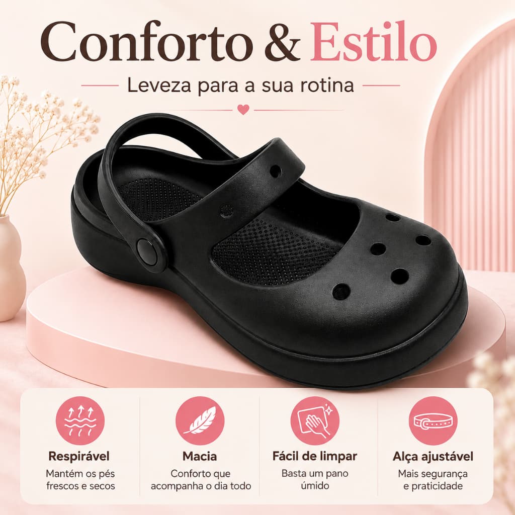 Tamanco Feminino Confortável Super Leve com Solado Antiderrapante e Material EVA Fácil de Limpar