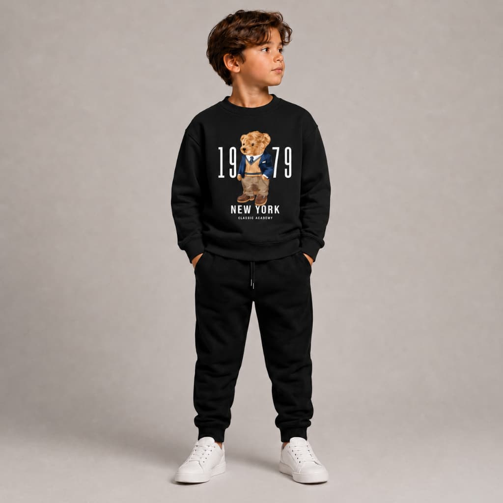 Conjunto Moleton Blusa De Frio Unisexx Moletom Urso Fofo Moletom Calça Jogger 100% Algodão Macio Inverno