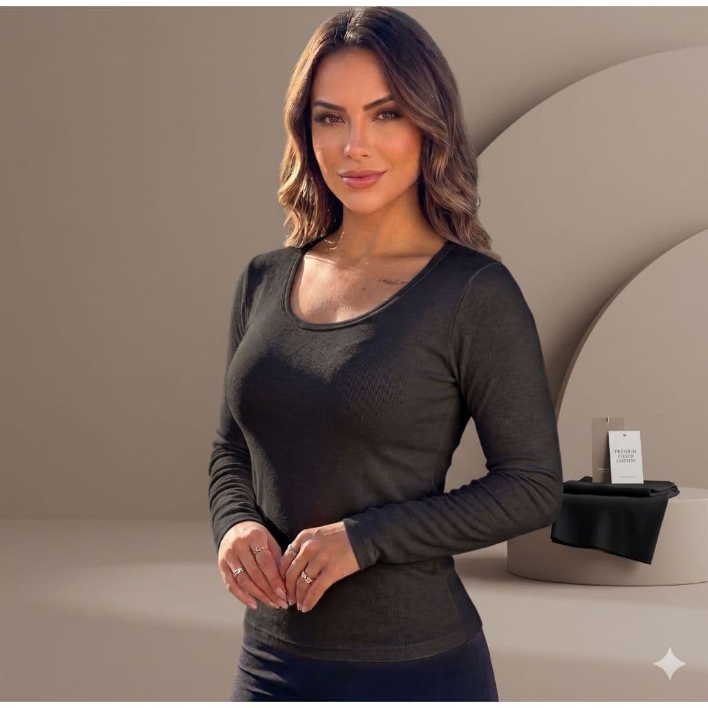 Blusa Feminina Decote U em Suplex/INVERNO/SEGUNDA PELE