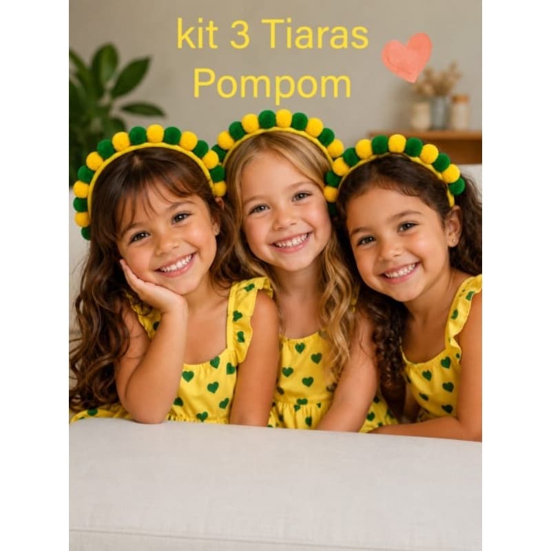 kit 3 Tiaras Copa do Brasil kit Tiaras Seleção Brasileira Arquinho Verde e Amarelo Arquinho Copa do Brasil Tiara Brasil