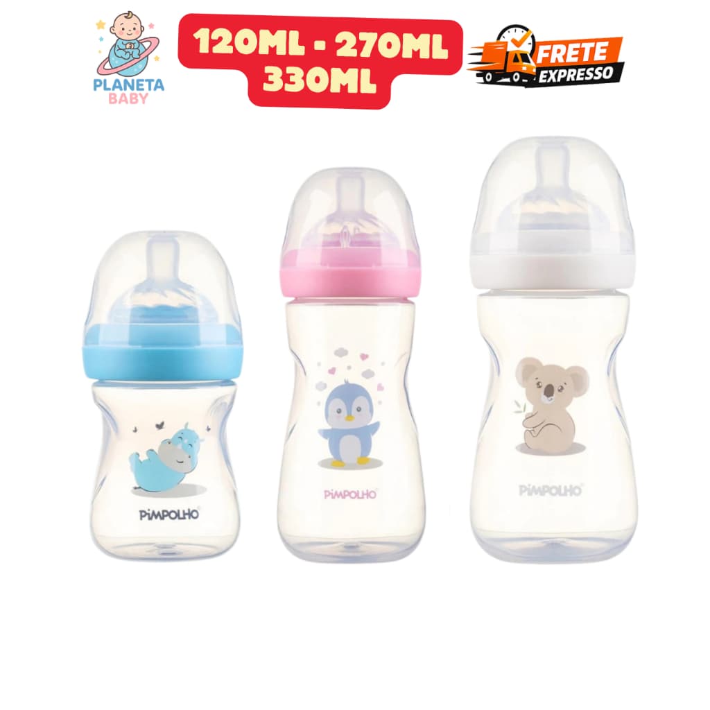 Mamadeiras Pimpolho - Escolha Tamanho 150ml 260ml 330ml Menino Menina Azul Rosa Anti Vazamento