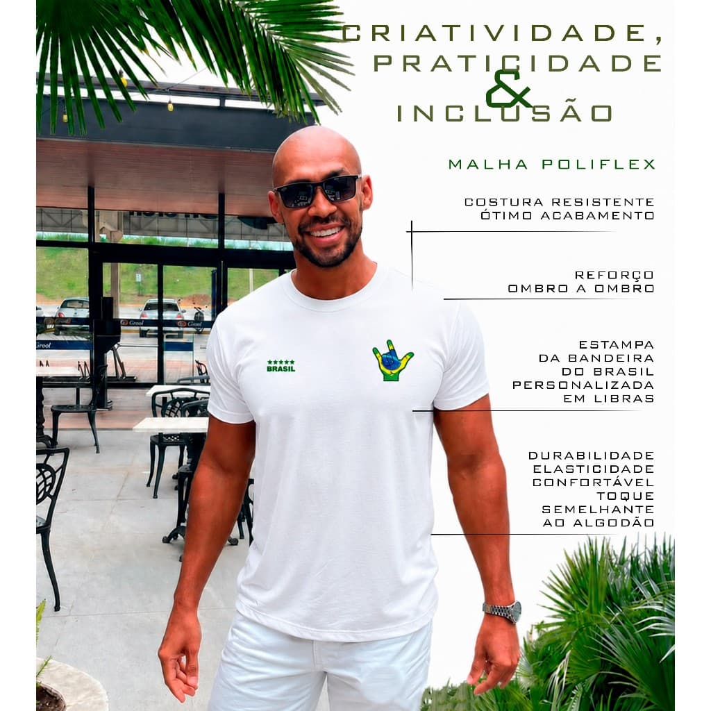 BRASIL MASCULINO HOMEM ADULTO UNISSEX BRANCO CAMISETA FUTEBOL TORCEDOR SELEÇÃO VERDE TIME COPA HEXA BÁSICA LIBRAS DIA