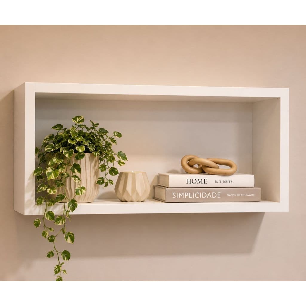 Nicho Retangular Decoração e enfeites 60x30x30 Quarto Sala Cozinha Lavandeira Para Livros Escritório