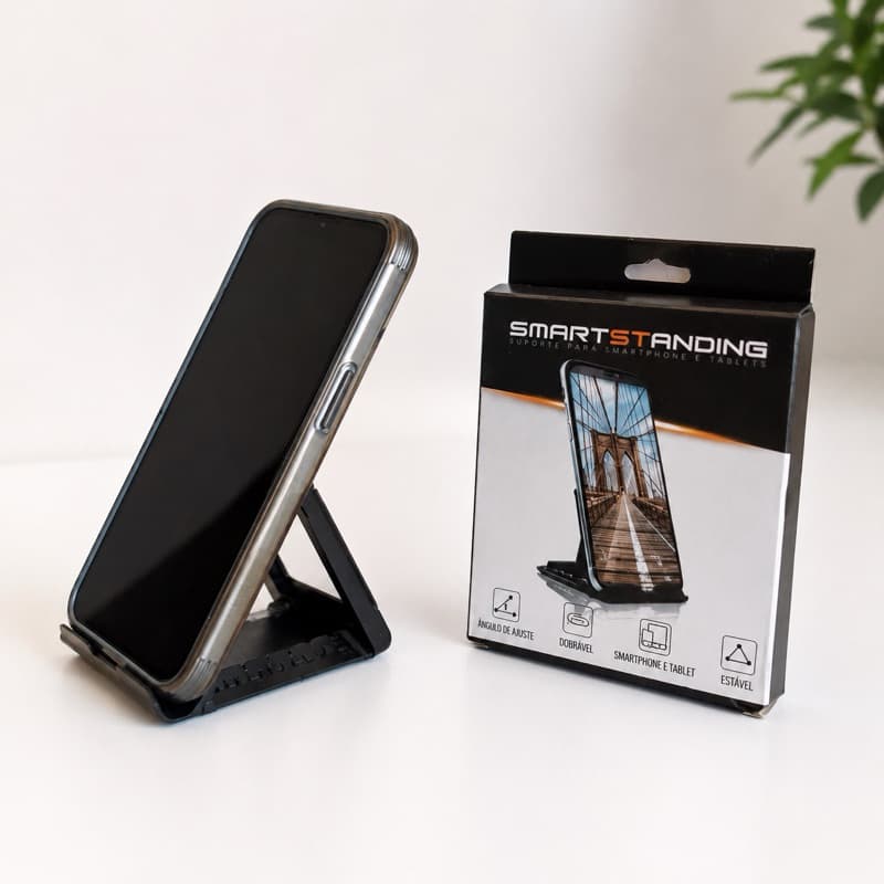 Suporte de Celular Dobrável Ajustável para Mesa Smartphone e Tablet Portátil
