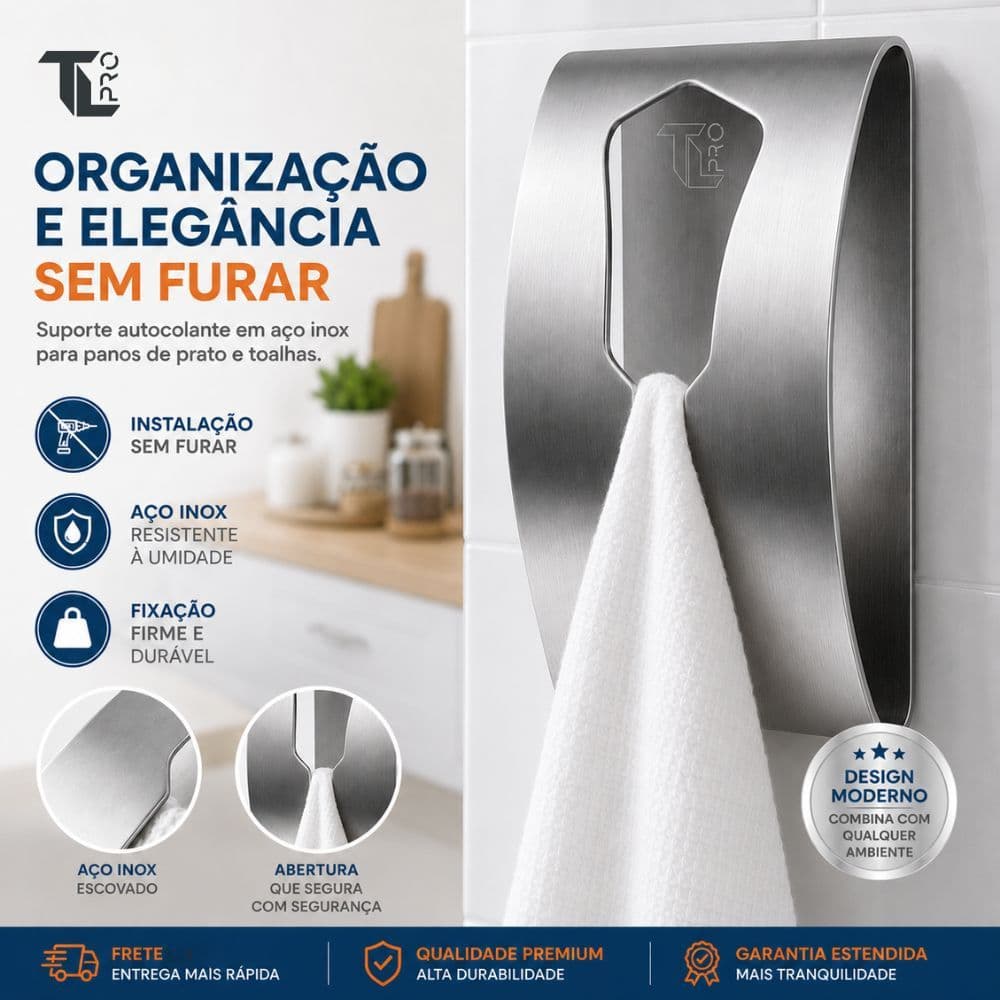 Pano de Prato Cozinha Inox Gancho Pano de Prato Cozinha Porta Toalha Cozinha Pano de Prato Aço Inox