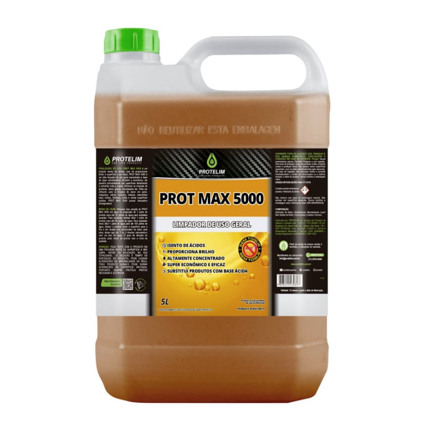 PROT MAX 5000 ULTRA LIMPADOR LAVAGEM LIMPEZA SEM TOQUE CONCENTRADO ALTA DILUIÇÃO BIODEGRADÁVEL