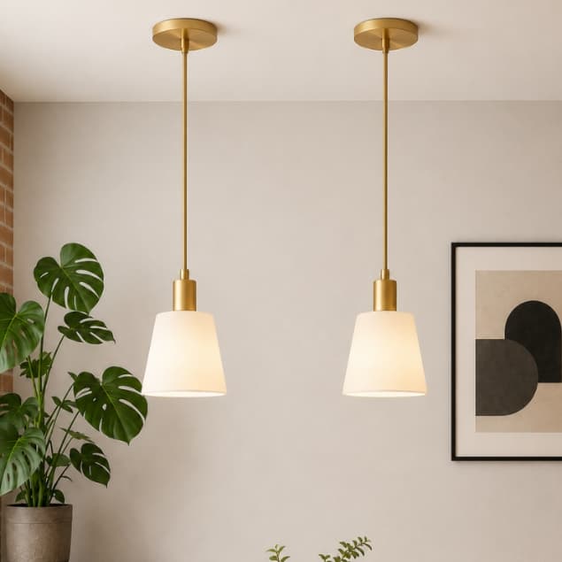 Kit 2 Luminária  Pendente Clássico Cônico Bocal E27 150cm Dourado/Preto  Interna Sala Mesa Decoração