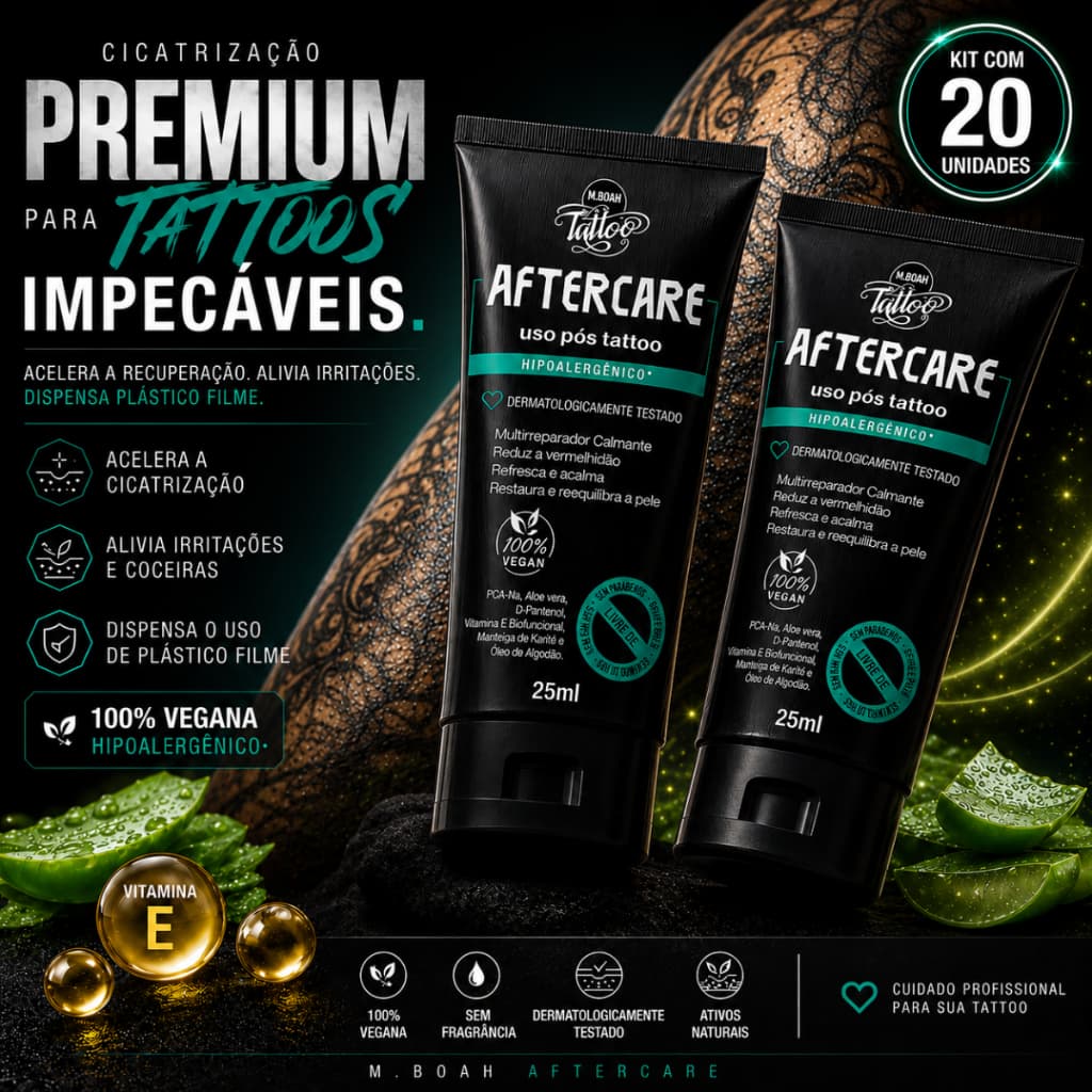 AFTERCARE POMADA REGENERADORA CICATRIZANTE TATUAGEM MBOAH TATTOO - KIT 20 UNIDADES