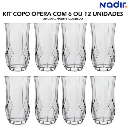 6/12Pcs Jogo de Copos Vidro Suco Agua Longos Ópera 360ml Nadir Figueiredo