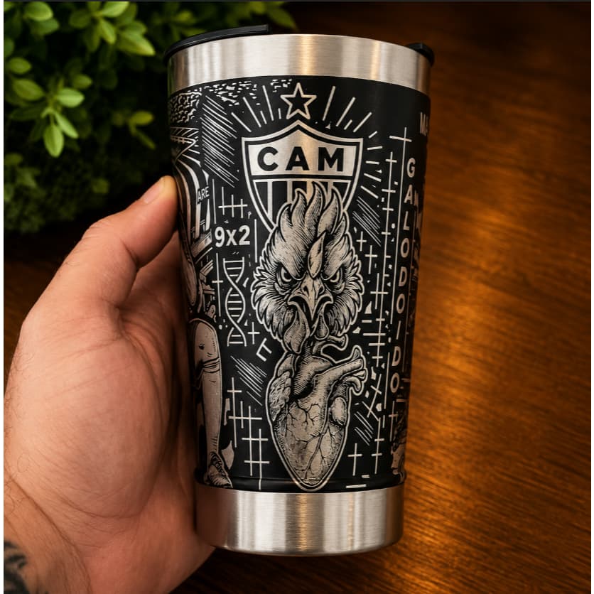 Copo Térmico Personalizado | Cerveja 473ml | Gravação a Laser 360 Grau - Atletico Mineiro
